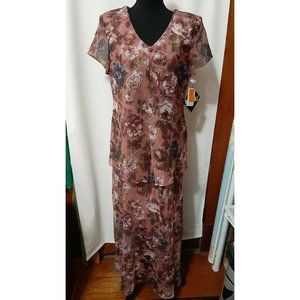 Miss Dorby Burgundy Floral Size 14 Women's Dress